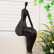 Creative Decoration Woman Body Sculpture Lady Statue Figurine Yoga Decor Arts Table Centerpiece Home Gifts Modern Art Furnishing B Black