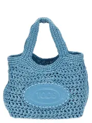 [Tod'S] Tod'S-Small Raffia Shopping Bag Tote Celeste-Donna OS