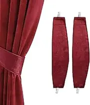 StangH 2 Packs Curtain Tie Backs for Drapes Holiday Decorative Red Velvet Curtain Holdbacks for Theater Curtains (Red, 21 inches Length)