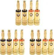 Mellisso Gold Plated Banana Plugs 2 Red 2 Black 4mm 12 Pcs LL68-4BP1