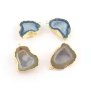 Natural Crystal Geode Druzy Gold Plated DIY Earring Making Connector Lot 2 Pairs