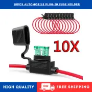10Pcs in Line Car Mini Blade Adapter Fuse Holder Splash-Proof for 12V 30A Wire C