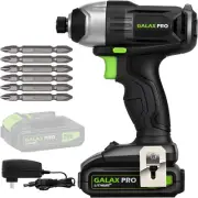 Impact Driver 20 V Lithium Ion 1/4" Hex Cordless Driver with LED Work Light, 6 P