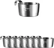 Stainless Steel Small Sauce Cups Ramekin Dipping Sauce Cup Portion Spice Condiment Round Seasoning Dishes Side Dish Dip Bowl Set 8 Pack (Silver with Handle, 80 ml/2.8 oz)