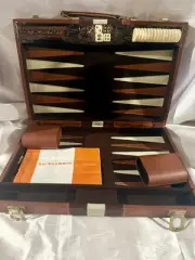 Vintage Travel Backgammon New Unopened In Original Packaging Faux Leather Case.
