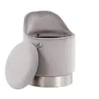 Lumisource Vanity Stool w/Storage 21.5" Silver Velvet + Chrome Metal Low Back
