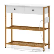 Giantex Console Table Entryway Table w/Charging Station Coffee Table Bar Table White