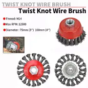 3Pcs M14 Mix Twist Knot Wire Wheel Cup Brush Set For Angle Grinder Rotary Tool