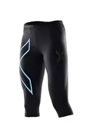 SALE | 2XU Womens 3/4 Compression Tights - Black/Baby Blue