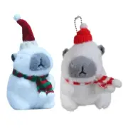 Cute Capybaras Plush Keychain Christmas Ornament for Backpack or Car Keys