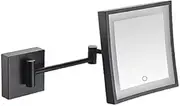 Makeup Mirror Lighted Vanity Bathroom Square Mirror with 360 Degree Swivel Rotation,Screen Touch Dimming Makeup Mirror with Lights and 3X Magnification,Plug in, Black