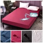 Waterproof Solid Color Fitted Sheet Mattress Protectors Single Double Queen King