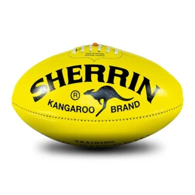 Sherrin Footy Kangaroo Brand KB Poly Yellow Leather Training Football size 5