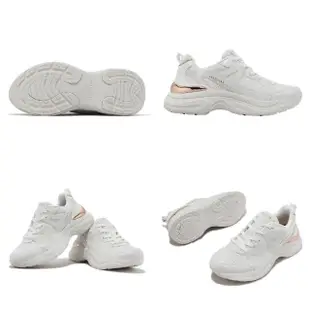 【SKECHERS】休閒鞋 Hazel-Faye 女鞋 白 玫瑰金 皮革 緩震 記憶鞋墊 運動鞋(177576-WHT)