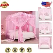 4 Corners Full Size Canopy Bed Curtains - Transform Your Room into Royal Comfort
