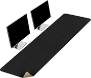Vyaaa Cork & Leather Desk Mat, 140 x 40cm Dual Sided Leather Desk Pad, Waterproof Extra Large Desk Mat, Large Mouse Pad，Desk Mats on top of Desks for Home or Office (Black)