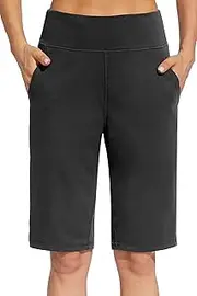 [movvoche] Women Long Shorts 12" Knee Length Casual Workout Athletic Swim Board Bermuda Shorts