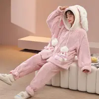 在飛比找蝦皮購物優惠-可愛網紅睡衣 兔子睡衣 加厚珊瑚絨睡衣女 新款冬季法蘭絨睡衣