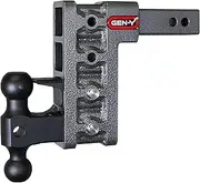 GEN-Y GH-524 MEGA-Duty Adjustable 7.5" Drop Hitch with GH-051 Dual-Ball, GH-032 Pintle Lock for 2" Receiver - 16,000 LB Towing Capacity - 2,000 LB Tongue Weight