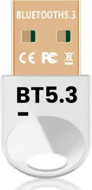 Bluetooth 5.3+EDR USB Adapter for PC, Wireless Dongle Receiver White