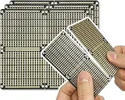 ElectroCookie PCB Prototype Board, Snappable Strip Board with Power Rails for Electronics Projects Compatible for DIY Arduino Soldering Projects, Gold-Plated, 3.8"x3.5" (3 Pack, Matte Black)