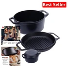 Non-Stick 6-Quart Cast Iron Dutch Oven & Skillet - Perfect for All Heat Sources