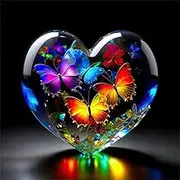 HEIBAGO 5D Diamond Painting for Adults, Butterfly Rhinestone Embroidery Diamond Painting Set, DIY Full Drill Diamond Painting Kits Heart Diamond Art Pictures for Beginners, Home Decor 30 x 30 cm