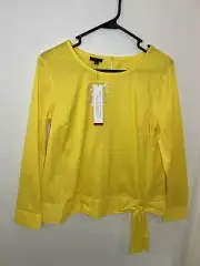 NWT Talbots Yellow Bright Colorful Tie Front Top Blouse Size Medium Petite