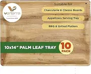Verterra 10 Pack Disposable Palm Leaf Trays | 14”x10 Serving Boards | Eco-Friendly Bamboo Look Platters for Charcuterie, Grazing Tables, Weddings, Parties, Catering | Biodegradable & Compostable