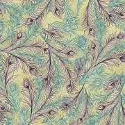 Iridescent Peacock Feather Green 100% Cotton Fabric by The Yard