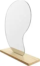 Flip Cosmetic Mirror Desktop Vanity Mirror Frameless Wooden Stand Movable High Definition Surface