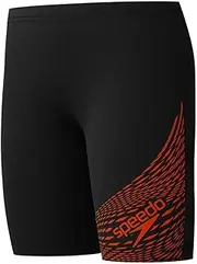 [Speedo] Boy's Medley Logo Jammer, Blk/Red Ginger, 11-12