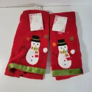 Set of 2 Fingertip Snowman Embroidered Towels New, With Tags