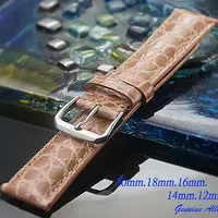 在飛比找PChome24h購物優惠-進口純正鱷魚皮高級錶帶短款杏色 ( 20mm.18mm.16