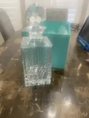 Tiffany and Co Crystal Plaid Decanter with Stopper