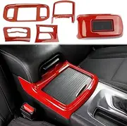 crosselec Carbon Fiber Central Control AC Switch Gear Shift Panel Cover Trim for Dodge Charger 2015-2022 (Red Carbon Fiber-Center Control)