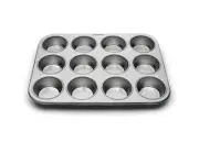 Muffin and Cupcake Baking Pan, 12 Standard Cups, Stainless Steel