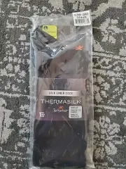2pr Terramar Thermasilk Over the Calf Silk Sock Liners Black Large 9-12 Mens