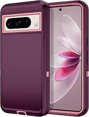 Hucasok for Google Pixel 8 Pro Case Shockproof Rugged Full Body Protection Scratch Resistant Heavy Duty Dust/Drop Proof 3-Layer Cover Case for Google Pixel 8 Pro 6.7",Purple/Pink