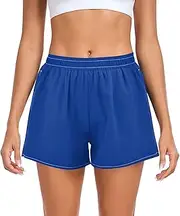 [FRODOTGV] Dark Blue Plain Women Athletic Shorts with Pockets Tennis Shorts for Soccer Teenis Exercise Indoor S