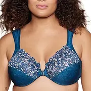 [Glamorise] Women's Wonderwire Front-Closure Bra Underwire 1245, Dark Wash