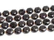 8MM Genuine Natural Black Red Garnet Beads Grade AA+ Faceted Coin Loose Beads