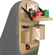 Seat Back Organiser, Car Seat Organiser for the Back Seat - Car Storage and Organiser for Children, Travel Accessories, Dirt-Resistant Organiser with Folding Table for Child Car Seats, Waterproof Org