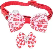 Happyyami 1set Valentine's Day Necklace Necklace for Dog for Dogs Pet Dog Collar with Bow Tie Small Large Breeds Dog Tuxedo Pink Tags Dog Collar Accessories Puppy Polyester Cotton