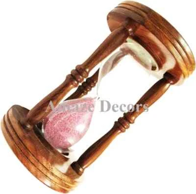 Brass Sand Timer With Natural Wooden Finish Marine Nautical Desk Decor Hourglass