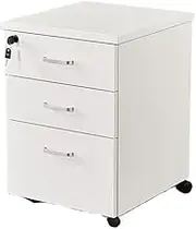File Cabinet Wooden Floor-to-Ceiling Mobile File Cabinet Simple Modern Storage Short Cabinet with Lock Three Drawers Cabinet Office Drawer(White)