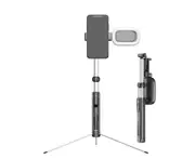 Stainless steel Alloy Bluetooth Remote Control Mobile Phone Selfie Stick Fill Light Tripod Selfie Stick-BLACK