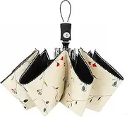 [CUBY] Compact Travel Folding Umbrella - Reinforced Fiberglass Ribs Collapsible Parasol Windproof UV Rain Protection Auto Open/Close for Daily Sunny Rainy