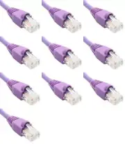 2 Feet Cat6 Ethernet Network Patch Cables Purple RJ45 m/m (10 Pack)