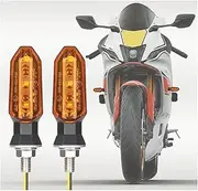 8mm Mini Motorcycle LED Turn Signal Lights Amber Flashing Light Blinker Turn Signal Lamp 12V Moto Indicator Lamp Accessories(2 pcs-amber)